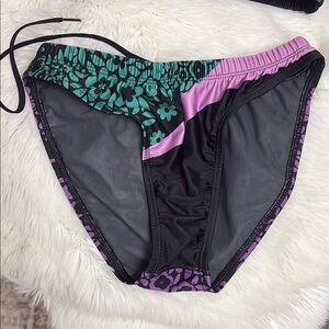 Floral Black and Purple Bikini Bottom